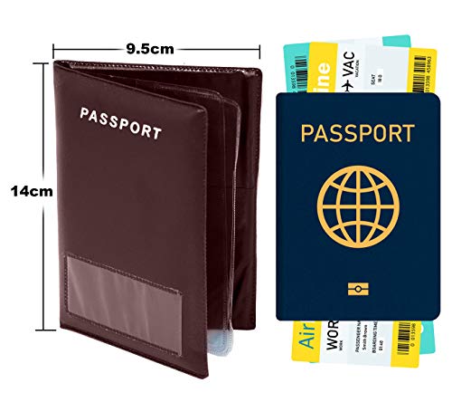 Image of Storite Brown Leather Passport Cover for Men & Women (14 x 9.5cm)