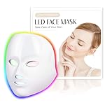SDKWDH LED Face Mask Light Therapy, Red Light Therapy Mask with 7 Colors, 850nm Infrared & Red Light Therapy for Face, Portable Anti-Aging Skin Rejuvenation Tool with Timer for Home Use