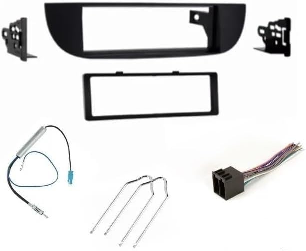 Single Din Car Stereo Install Kit, Wire Connector, AM/FM Radio Reception Antenna Adapter, and Radio Removal Tool -Made for Fiat: 2012 2013 2014 2015 500, 500C, 500E