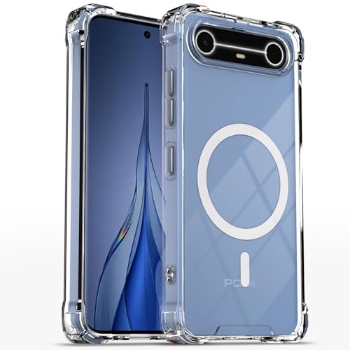 Image of Outlouders Back Cover for Tecno Pova Slim 5G Mag-Safe Transparent PC + TPU Bumper Case with Magnetic Support Shockproof Protection (Transparent Mag-Safe)