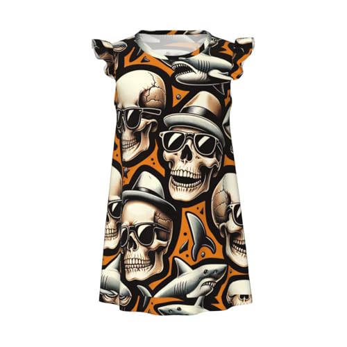 Augenstern Flutter Sleeve Nightgown Hipster-Cool-Shark-Skull Soft Sleepwear Nightdress