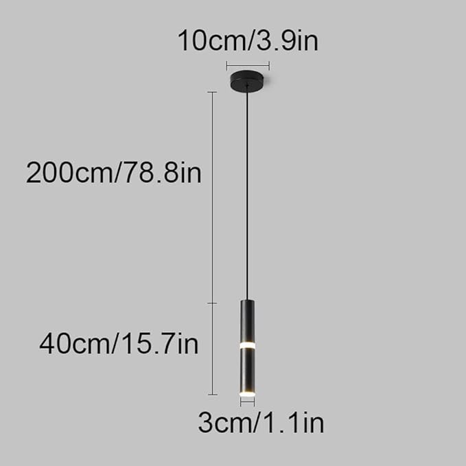 TTBDDDYH moderne LED cilindrische hanger verlichting zwarte mini hanglamp met acryl schaduw, verstelbare plafond hangende lamp armatuur voor keuken eiland bar eetkamer 6W wit licht/warm licht photo 3