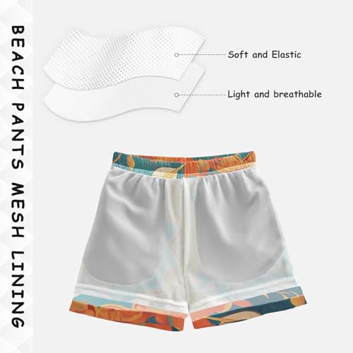 Boys Quick Dry Swim Trunks with Pockets Flower Oriental Classic Mandala Beach Shorts for Kids, Toddler Swimsuit Boy4