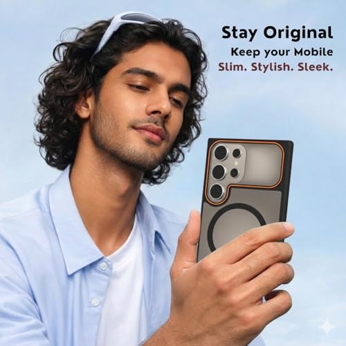 Image of AIBEX Protective Magnetic Case for Samsung Galaxy S23 Ultra 5G | Slim Protective Back Cover with Camera Lens Protection, Strong Magnetic Support & Anti-Slip Grip|Military Grade Drop Protection- Black