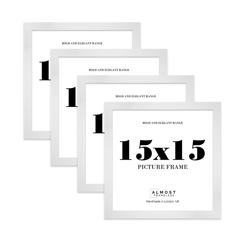 15x15 Photo Frame, Display 15x15" Pictures (22.9 x 15.2cm) Picture Frame for wall Display - White - 4 Pack