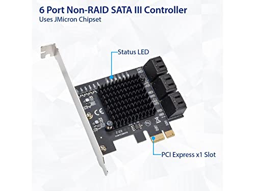 Image of IO CREST 6 Port SATA III to PCIe 3.0 x1 Non-RAID Expansion Card JMB575 JMB582 Low Profile Bracket (SY-PEX40166)
