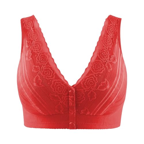 Cocila Sujetador Deportivo Mujer Lencería con Botones para Mujer, De Encaje Tirantes Anchos En Los Hombros, Talla Grande Relleno Espalda Silicona Medias Deportivas Sin Nina Bikinis 95D