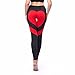 FITTOO Women's Heart Shape Yoga Pants Sport Pants Workout Leggings Sexy High Waist Trousers-Red(M)