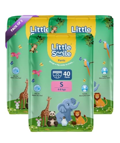 LITTLESMILE Baby Pants Extra Absorb Diapers - Small -120 Pieces -Pack of 3