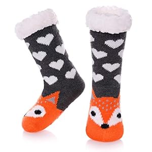 HapiLeap Kids Slipper Socks Boy Girl Cute Animal Socks Soft Fuzzy Warm Thick Fleece lined Christmas Stockings Child…