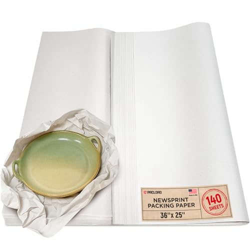 Paclord Newsprint Packing Paper Sheets, 36" x 25", Eco-Friendly, Non-Toxic, American Quality Safe, 140 Sheets - Made in USA Newsprint Paper, Unwaxed, Uncoated - Bulk Pack by Paclord - Used condition - US$26.41