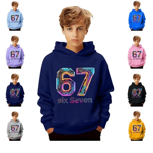 Genérico Sudadera con Capucha para niños 67 Six Seven, diseño neón, Sudadera con Capucha para niños niñas Adolescentes, chándal de Colores con Estampado de Sixseven Sudadera Primavera otoño Casual.