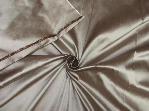 Tissu 100% soie Dupioni marron argenté haut de gamme pour haute couture