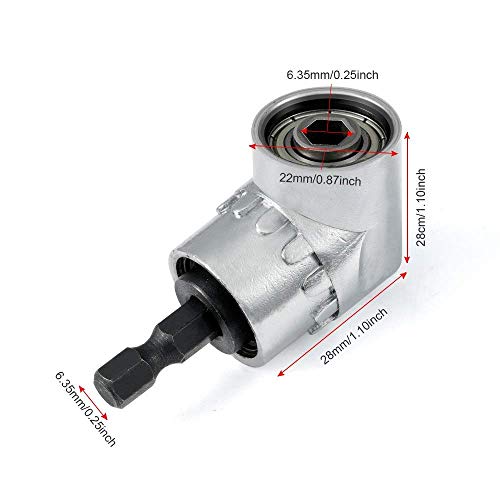 1/4" Hex Shank 105 Degree Right Angle Driver Angle Extension Power Screwdriver Drill Attachment Socket Adapter Bit + 3Pcs Quick Release Magnetic Screwdriver Nut Drill Bit Holder Extension Kit Set #TOP2