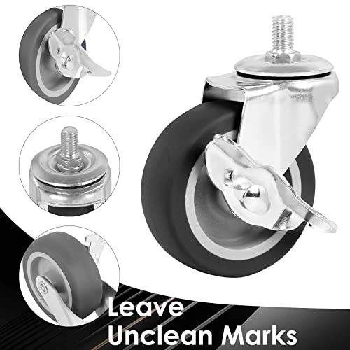 caster wheels 3 inch stem casters set of 4 heavy duty swivel wheel with brake metric size m8-125-15 screw diameter 8mm screw length 15mm casters for workbench trolley furniture dolly