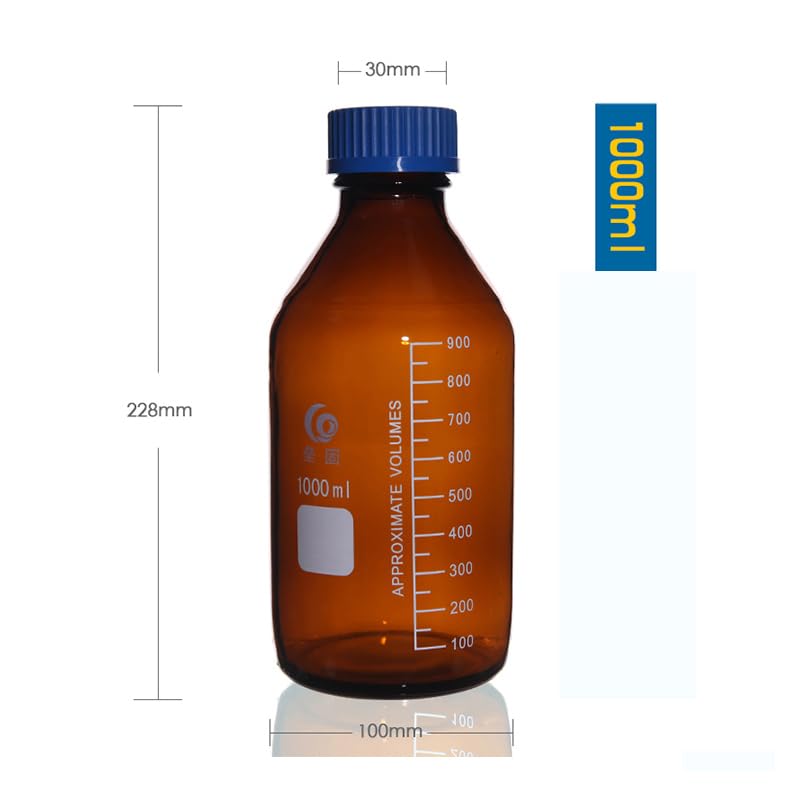 Laboratorio Transparente/Marrón Tapón de Rosca Botella de reactivo Botella sellada Botella de Muestra de Laboratorio de Vidrio(25mL 2pcs)