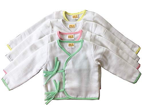 Image of Baby Relaxed Fit Double Muslin Cotton Full Sleeve Tops (Pack of 4) (LSBFST-0001 Assorted3 S3-6 Months)
