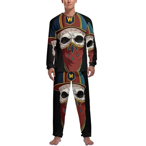 Pyjama homme crâne ensemble haut et bas à manches longues pour nuit