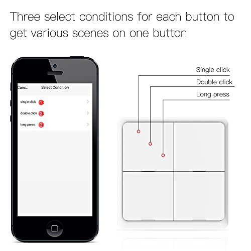 Moes Wireless Smart Scene Switch Button, Require Moes Hub, Zigbee Connection Tuya Battery Powered Included 12 Scene Controller Light Switch For Smart Home Automation 4 Gang White #TOP3