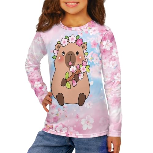 Image of Kids Long Sleeve Shirts for Girls 3-16 Year Old Cute Clothes for Teen Girls Casual Workout Tops