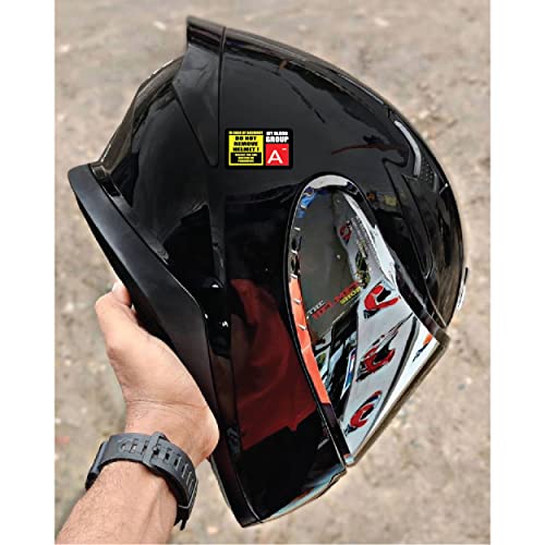 Image of Safety Caution Sign Quotes and Blood Group Helmet Stickers for Bike Riders Multicolor Vinyl Sticker 3 x 1.8 inch (A-)-Self-Adhesive