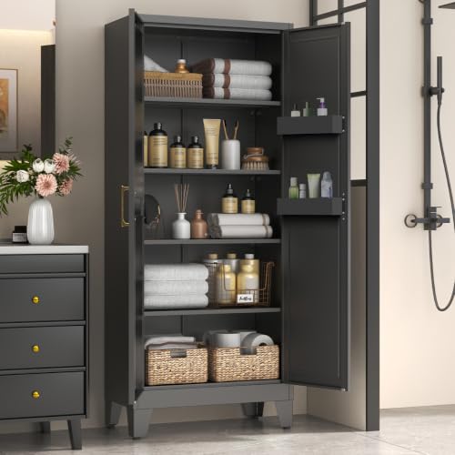 Kitchen Pantry Cabinet, Tall Metal Storage with Doors & Adjustable Shelves - image 8