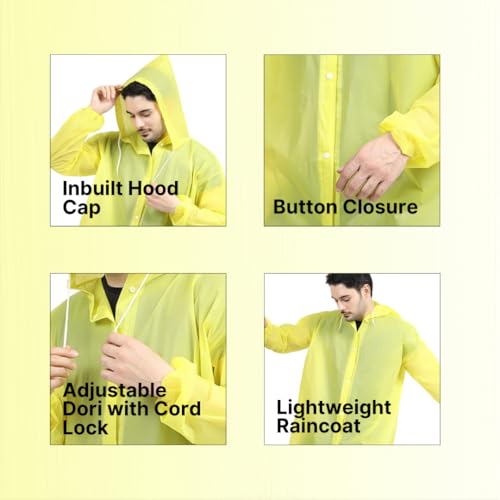 Image of Citizen Eco-Friendly EVA Poncho Raincoat for Men & Women, Lightweight Waterproof Coat with Hood, Adjustable Drawstring, Button Closure Outdoor Rainwear
