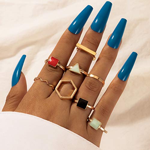 POYDORA Vintage Gold Knuckle Ring Set Bohemian Retro Knuckle Nail Midi Ring Finger Rings Set for Women (8 PCS)