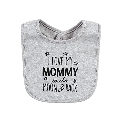 Image of Hudson Baby Unisex Baby Cotton Bibs, Mom Dad Moon And Back, One Size