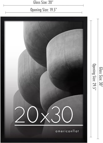 Image of Americanflat 20x30 Poster Frame with Polished Plexiglass - Streamline Collection - Thin Border Picture Frame for Wall Display - Hanging Hardware Included - Black