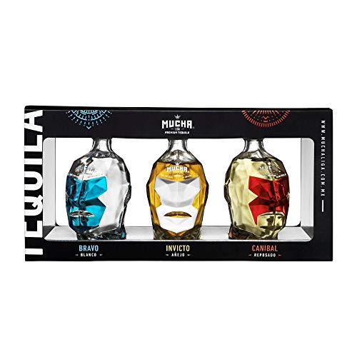 Mucha Liga Tequila Gift Pack 3x10cl - Blanco, Reposado, Anejo - 100% Blue Agave - Hand-crafted bottles