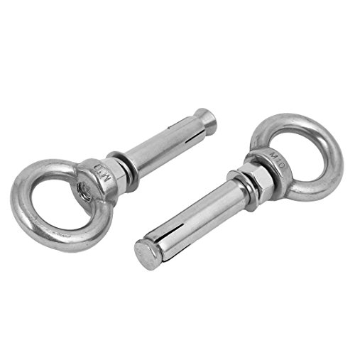 Image of uxcell M10x80mm Wall 304 Stainless Steel Expansion Screws Closed Hook Shield Bolts 2pcs