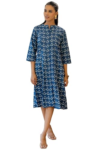 Image of MIRCHI FASHION Women's Cotton Relaxed Fit A Line A- Line Printed Princess Line Kantha Work Kurti Only