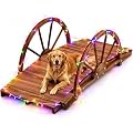 Ultym 5 FT Arched Wooden Garden Bridge with 11-Mode LED Lights
