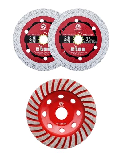 Lame scie diamant 75mm et meule diamantée 125mm contre éclats carrelage