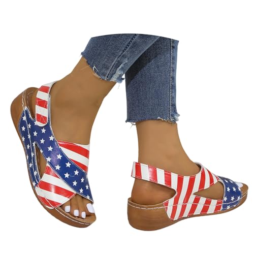 Generisch Sandalias de verano para mujer, estilo retro, con diseño de bloque de colores, tacón oblicuo, suela gruesa y malla de pescado, tallas grandes, multicolor, 41 EU