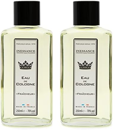Inessance Paris - Eau de Cologne Naturelle pour Femmes et Hommes Fraîcheur Inessance Paris - Fragrance Sobre et Facile à Porter - Fabriqué en France - 250ml (Lot de 2)