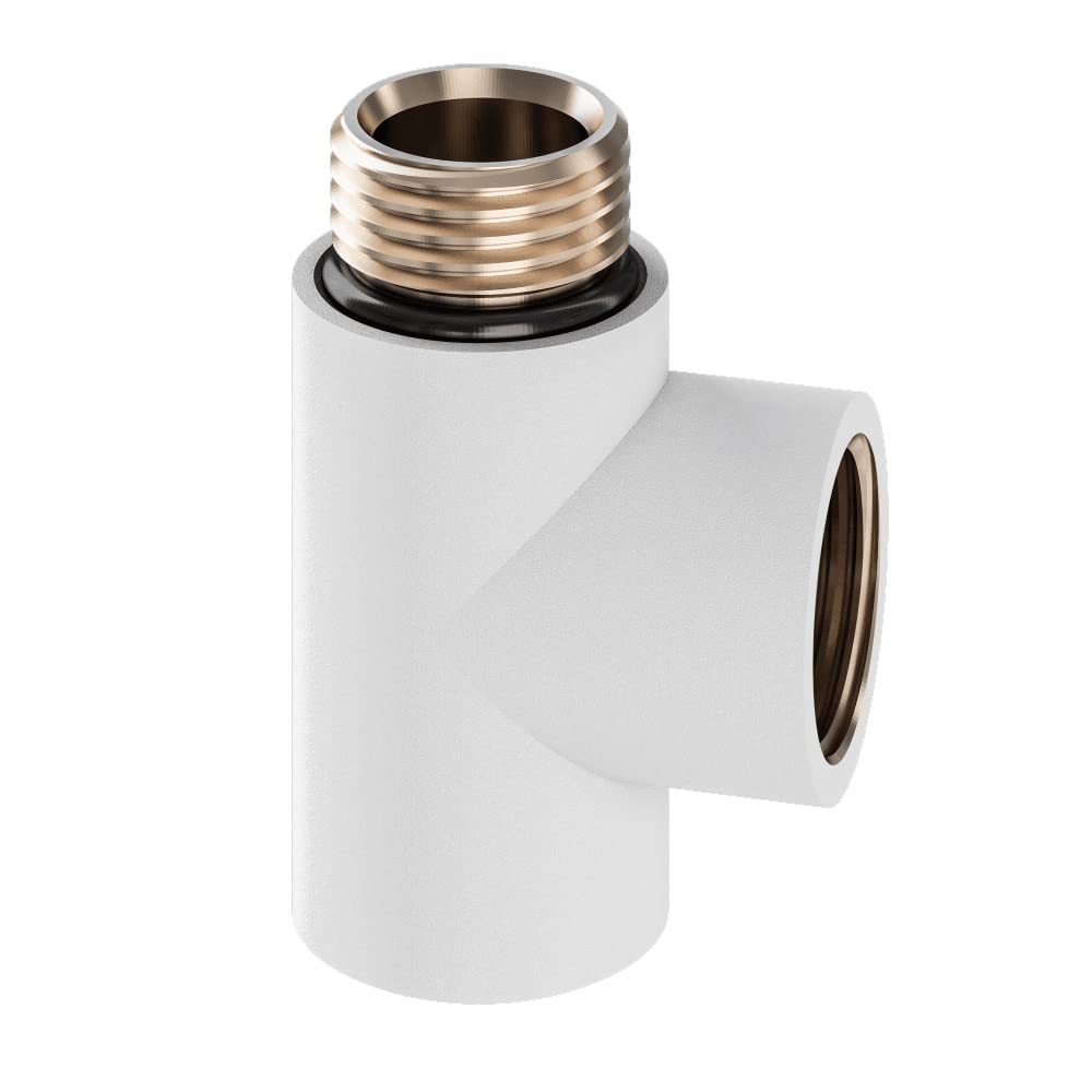 Warmehaus White Heating Element Connector Dual Fuel Towel Rail Warmer Radiator T Piece Radiator Rail