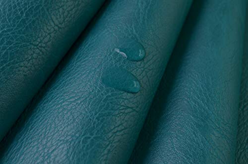 Image of Wento Thick 1 Yard Faux Leather Soft Skin Grain PU for Furniture Cover, Reupholster Sofa Chairs, Cushions, Vinyl Upholstery (1yard, Peacock Green)