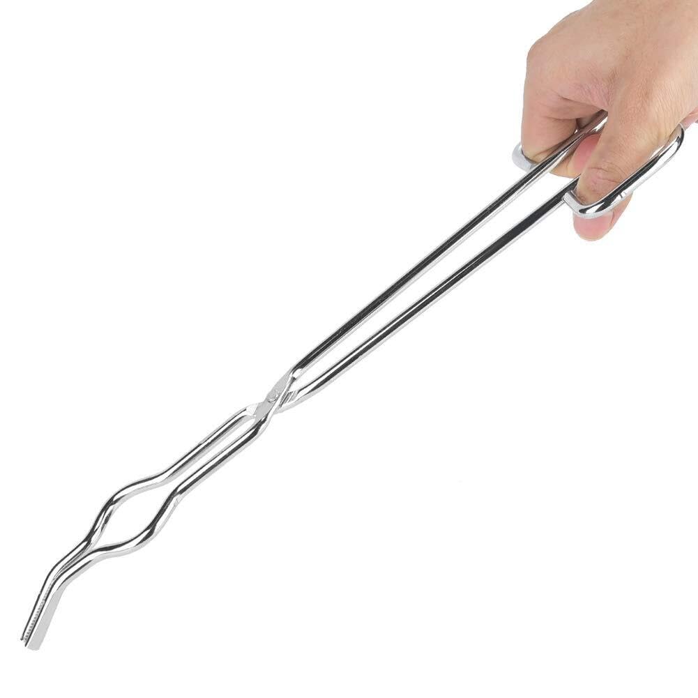Pinza per crogiolo in acciaio inossidabile, 7 mm di spessore, rivettata, per forno fusorio oro, creazione gioielli & laboratorio (200 mm)(Length 350mm)