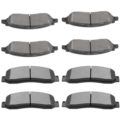 Image of SCITOO D1069 D1068 Front and Rear Semi-Metal Disc Brake Pad Set 8PCS w /Hardware Fit For Ford For F-250 Super Duty 2005-2007,For F-350 Super Duty 2005-2007