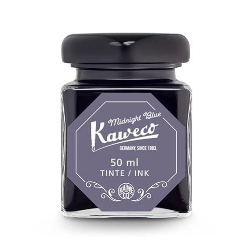 Kaweco Tintenglas 50 ml | Mitternachtsblau Midnight Blue | vegan tierversuchsfrei wasserlöslich nachhaltig | Schönschrift Kalligrafie Lettering Schreibtinte Cover