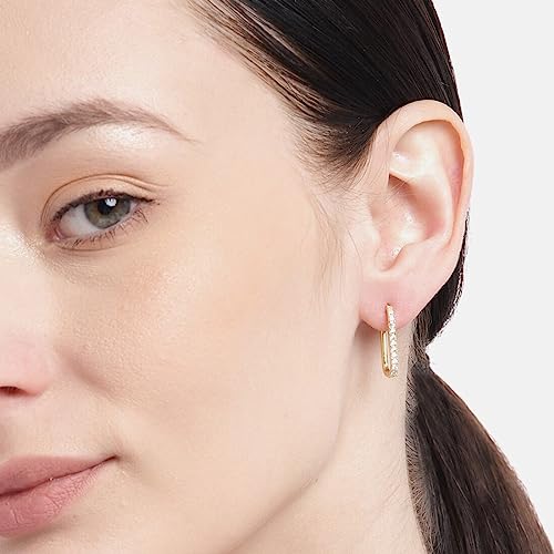 Image of ZAVYA 925 Sterling Silver Cubic Zirconia Circular Gold Plating Earrings | | Gift for Women and Girls | With Certificate of Authenticity and 925 Hallmark
