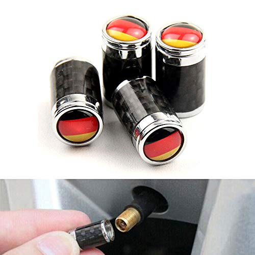 HIGGER 4 Unids/set Estilo de la bandera de Alemania Tapas antipolvo de la válvula del neumático Tapas del vástago de la válvula de la tapa del neumático a prueba de polvo Cover