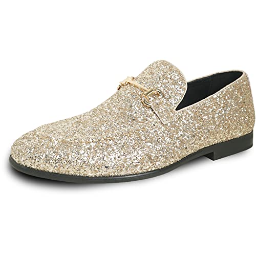 Image of bravo! Men Dress Shoe Prom Slip-on Loafer Lace-up Oxford Cap Toe Metallic Glitter for Wedding Prom Black Blue Green Gold Pink Pewter Purple Silver Red