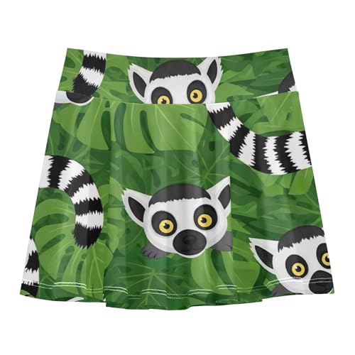 Joisal Toddler Tennis Skirts Cartoon Lemur Leaves Green Athletic Shorts for Girls Skorts Print Flowy Skirt 4t