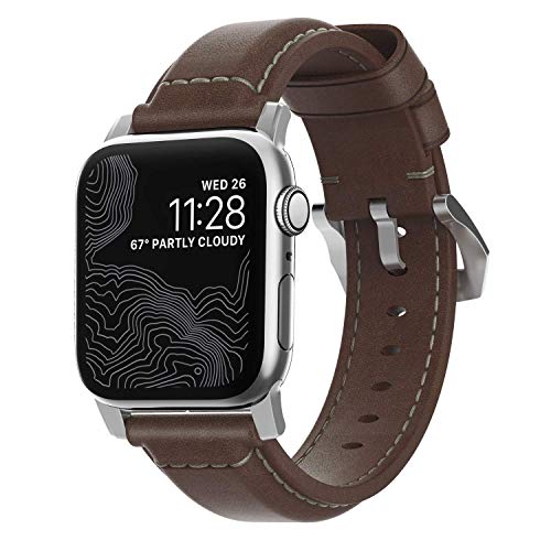 NOMAD Traditional Band for Apple Watch 44mm/42mm | Rustic Brown Horween Leather | Silver Hardware
