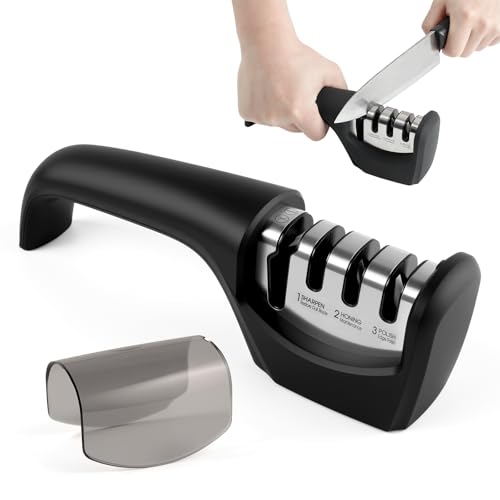 Carehabi Afilador de Cuchillos 4 in 1 Afilador Cuchillos para Cuchillos, Herramientas, Tijeras y Cuchillos de Pan