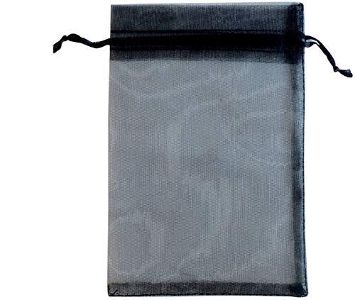 YYaaloa 100PCS Mini Sheer Organza Bags , Drawstring Chic Gift Beauty Bags, Wedding Favor Bags Candy Jewelry Gift Bags (Black, 4 x 6 Inches)