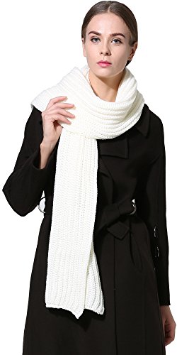 NEOSAN Women Winter Thick Cable Knit Wrap Chunky Warm Scarf White Hor